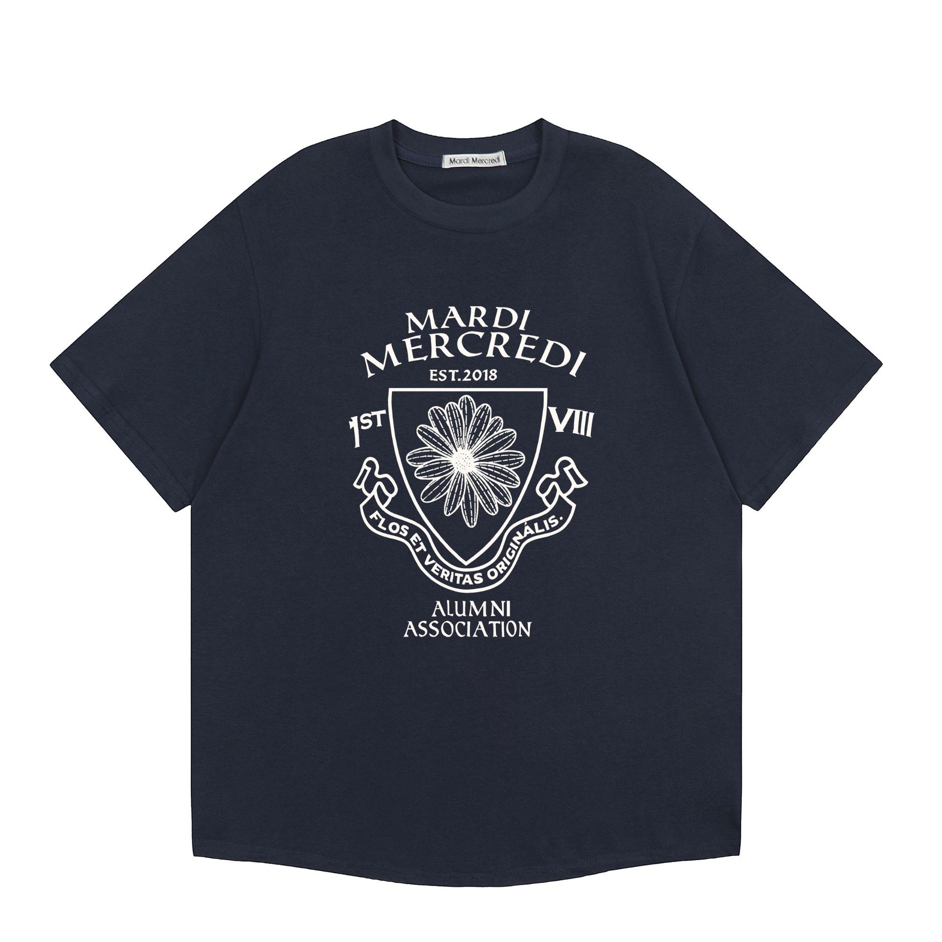 現物韓国潮牌Mardi半袖女性25夏新作デイジープリント丸襟純綿上着tシャツ代発