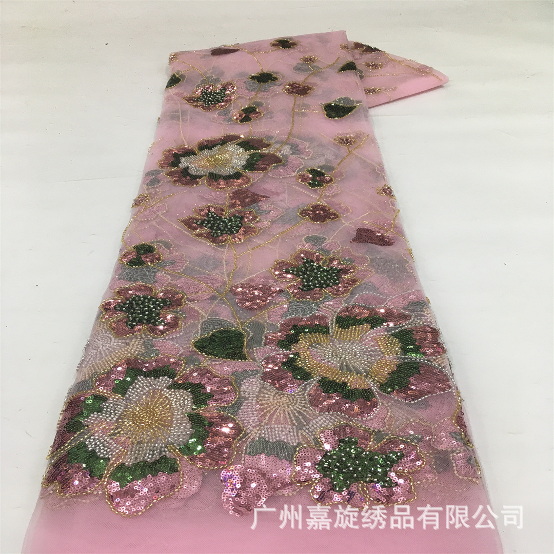 Nueva industria pesada nacional vestido de boda viento rojo esquinilla tubo de perlas bordado tela rendimiento vestido de tela bordada Dai Miao image 10