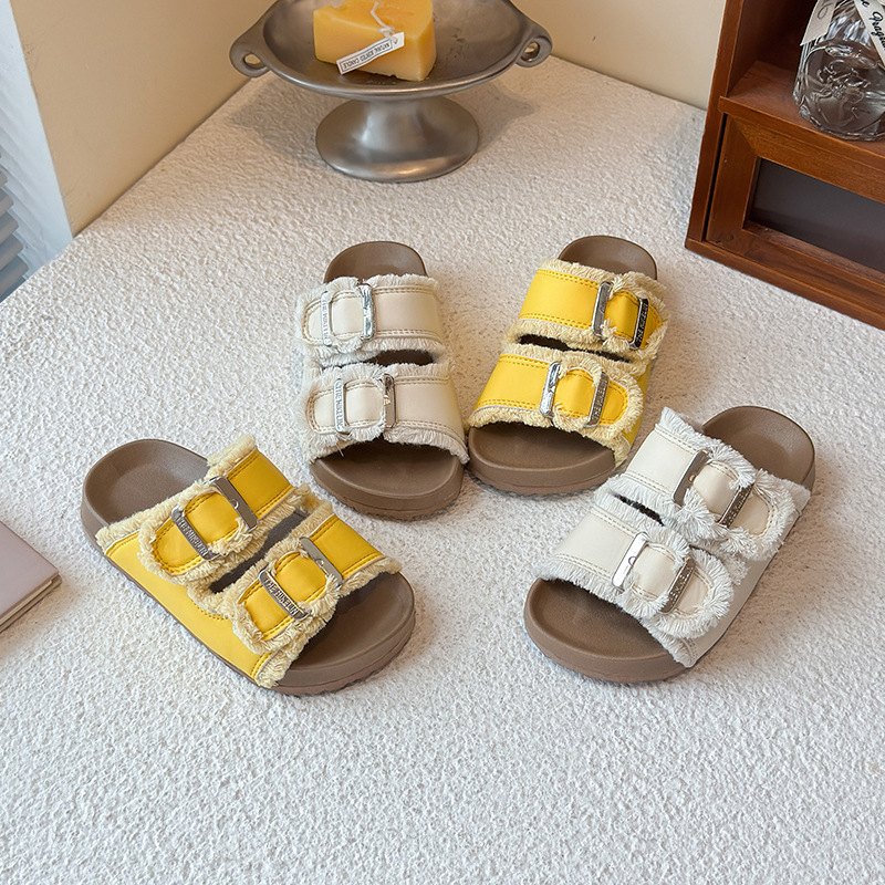 Girls' Fashionable Outer Wear Foreign Style Slippers 2025 Summer Korean Style Kidsren's Soft-Soled Slippers Girls' Sandals