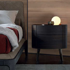 sss设计师现代简约酒店床头柜小型轻奢创意椭圆小边几双抽收纳柜