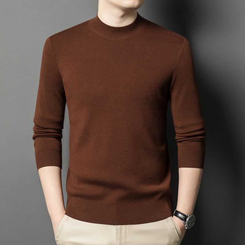 Live Broadcast Hot Style [Cashmere + Mulberry Silk] Machine Washable Worsted Wool Sweater Men's Autumn and Winter Round Neck Thickeneded Sweater