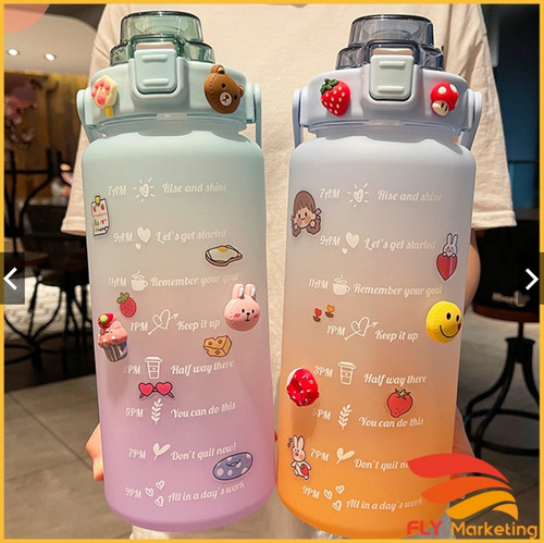 Amazon New Gradient Color Space Plastic Cup Sports Water Cup Large Capacity Sanding Water Cup Straw Outdoor Portable