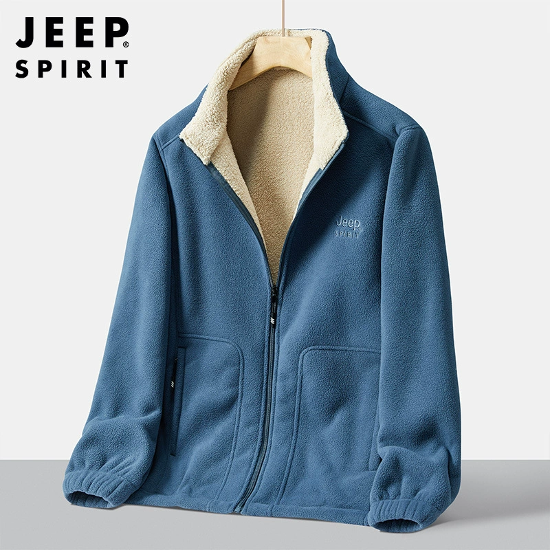 JEEP осенне-зимняя флисовая куртка осенне-зимний Повседневный свободный свитер на флисовой подкладке Полярный флисовый мужской внешний кардиган 1557