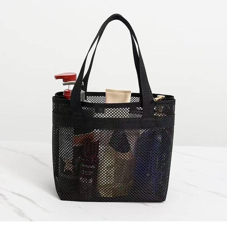 Portable Mesh Beach Bag for Bathing and Swimming Mesh Bag Large Capacity Breathable Water Control Portable Cosmetics Bag Travel Bag