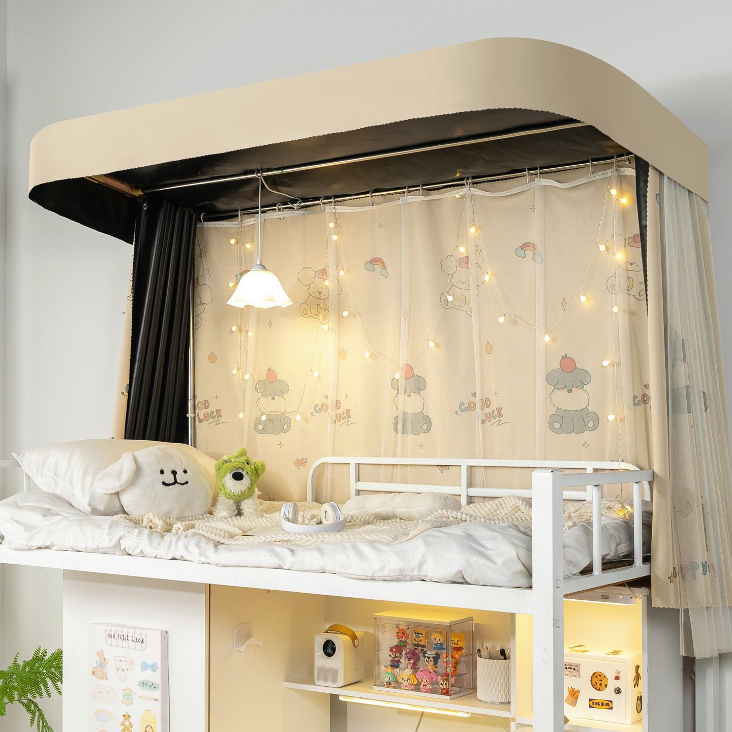 Cortina de cama de soporte de pista tipo u dormitorio de estudiantes universitarios fuerte cortina de sombra cortina de pista deslizante dormitorio de la escuela cortina de sombra