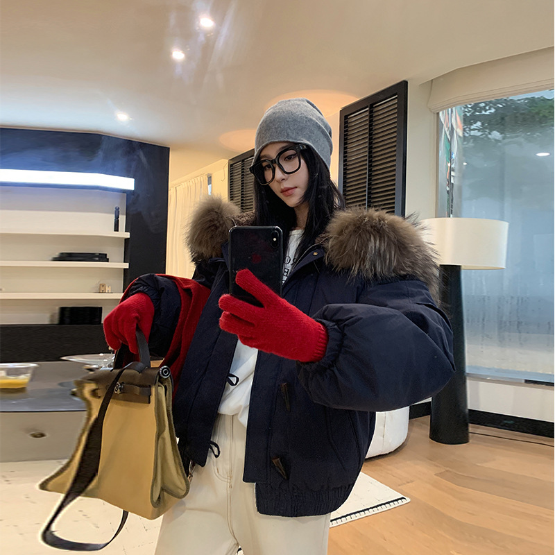 2025 ropa de invierno nueva ropa de algodón corno de buey botón corto para superar la chaqueta de invierno para mujeres