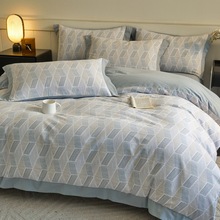 新款全棉贡缎磨毛数码印花高级简奢款四件套