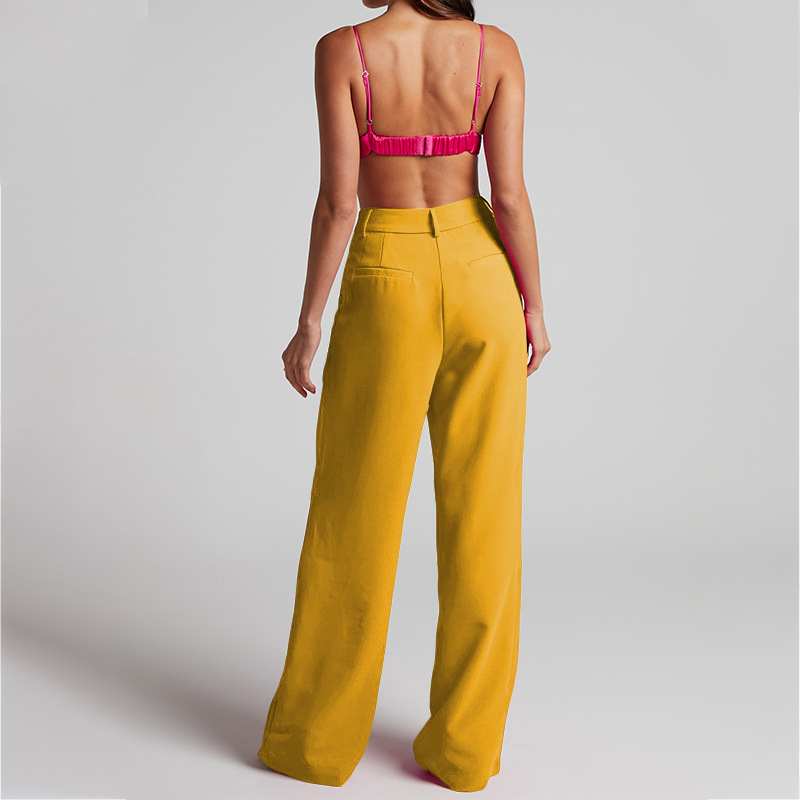Women's Clothing 2024 Spring New Women's Fashion Temperament Lapel Long Sleeve High Waist Trousers Two piece Set_voghion.com