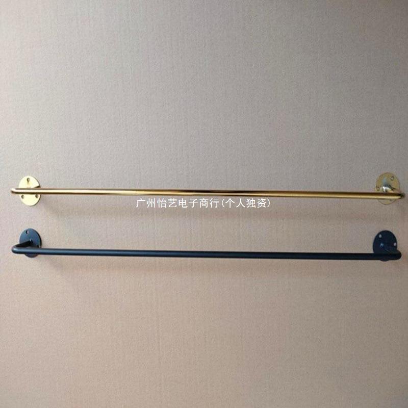 Wall-mounted clothing store display rack golden men's and women's clothing rack wall-mounted solid brushed hanging rod