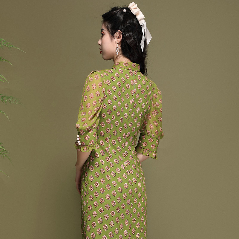 Elegant lightweight shiffon cheongsam