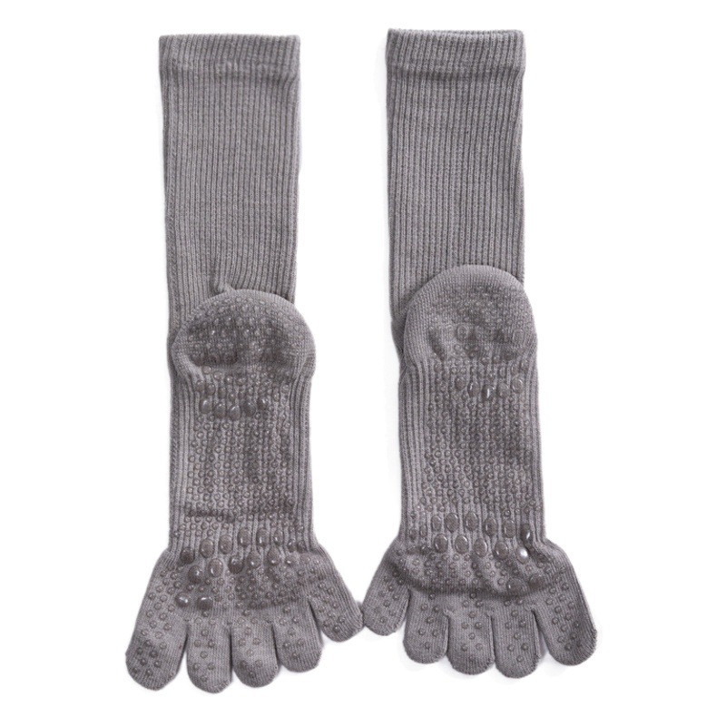 Calcetines de Yoga de presión profesional alto-top Pilates calcetines deportivos dispensación antideslizante algodón mediados de la pantorrilla Comercio exterior dedo del pie Calcetines