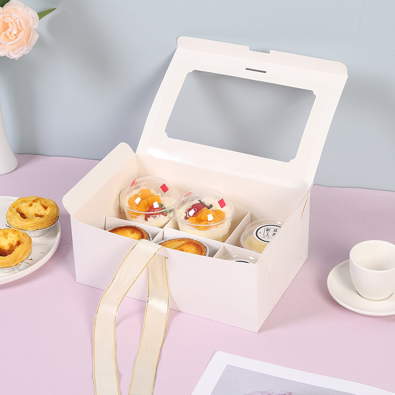 Jiugongge caja de postre taza de papel caja de pastel pastelería occidental caja de embalaje cupcake caja de pastelería de seis rejillas caja de regalo de mano