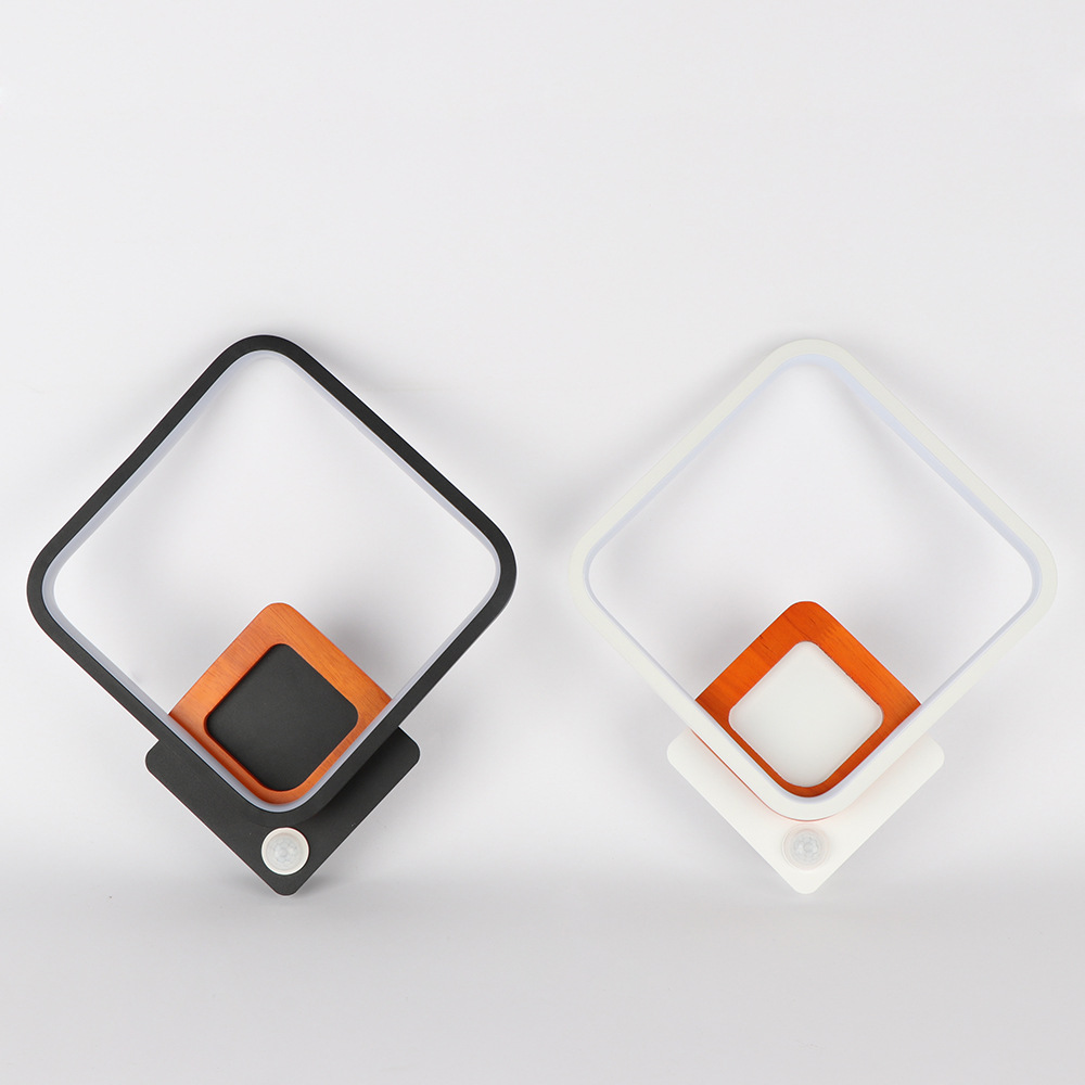 Inducción cuadrada geometría moderna estilo minimalista dormitorio cabecera luz de fondo creativa pared balcón lámpara de pared lámpara de pasillo