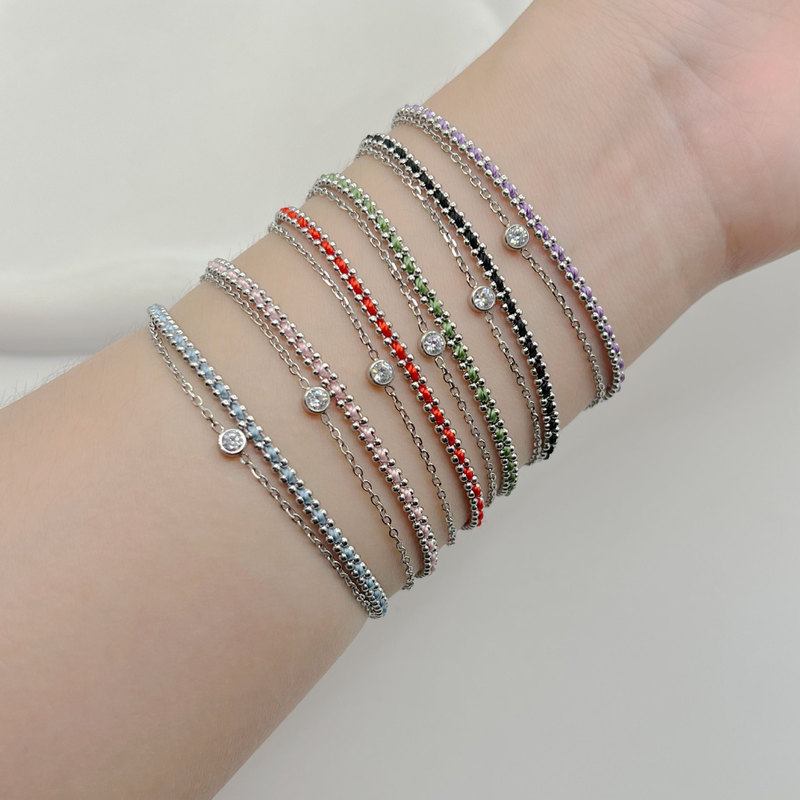 Titanium Steel Plated 18K Gold Guofeng Lucky Red Rope Color Rope Double Layer Bracelet Fashion Retro Niche Simple Stacked Wearing All-match Titanium Steel Plated 18K Gold Guofeng Lucky Red Rope Color Rope Double Layer Bracelet Fashion Retro Niche Simple Stacked Wearing All-match