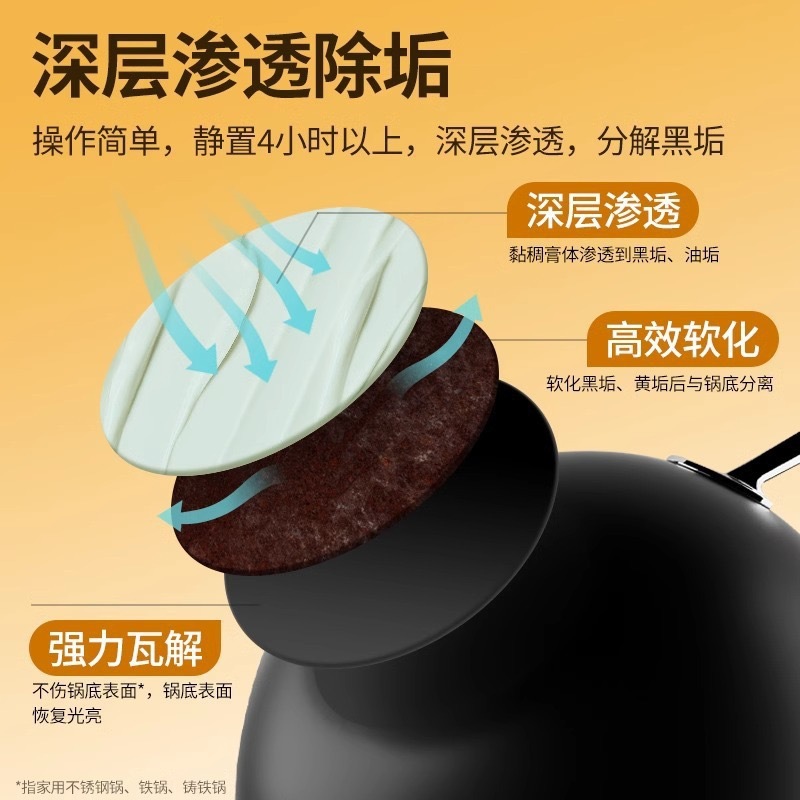 铁锅洗锅底黑垢清洁剂神器面膜刷锅清洗强力黑焦除黑贴膜去重油污|undefined
