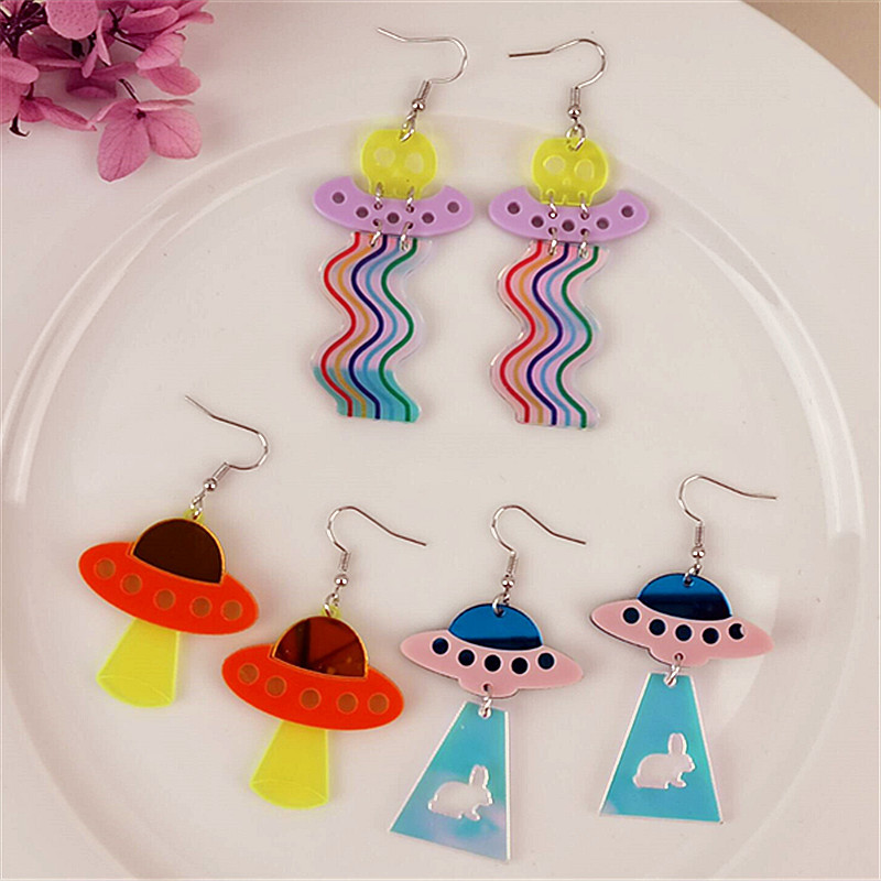 Retro Ufo Arylic Women's Drop Earrings 1 Pair display picture 1