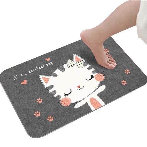 Plush and Cute Wool-like Entrance Mat, Cartoon-style Door Sill Mat, Sanitary and Bathroom Water-absorbent Fuzzy Rug