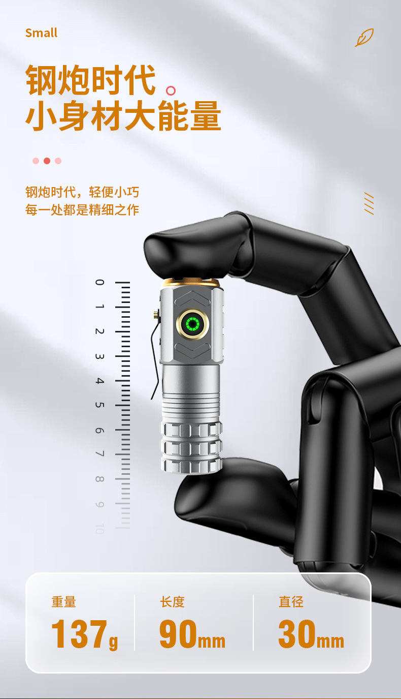 Aluminum Alloy Flashlight with Three Eyes, Ultra-Bright, Long-Range, Outdoor, Rechargeable, Zoomable, Mini Camping Style