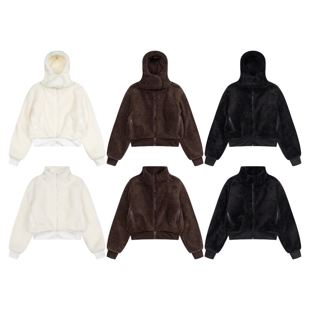 25alo秋冬明星同款羊羔毛短外套加厚保暖休闲百搭连帽立领外套女i