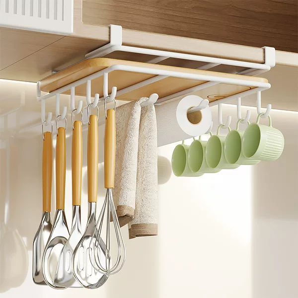 Kitchen Cabinet Storage Hanging Basket Hanging Cabinet Hanging Chopping Board Pot Lid Storage Rack Multifunctional Non-Dip Cloth Hole Chopping Board