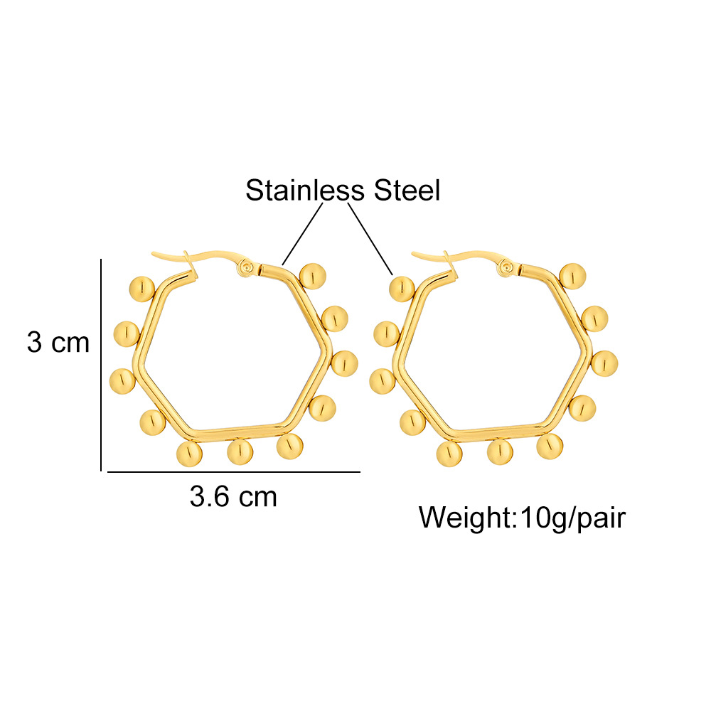 11g Weight 1 Pair INS Style Round Square Plating 201 Stainless Steel 18K Gold Plated Stainless Steel Earrings