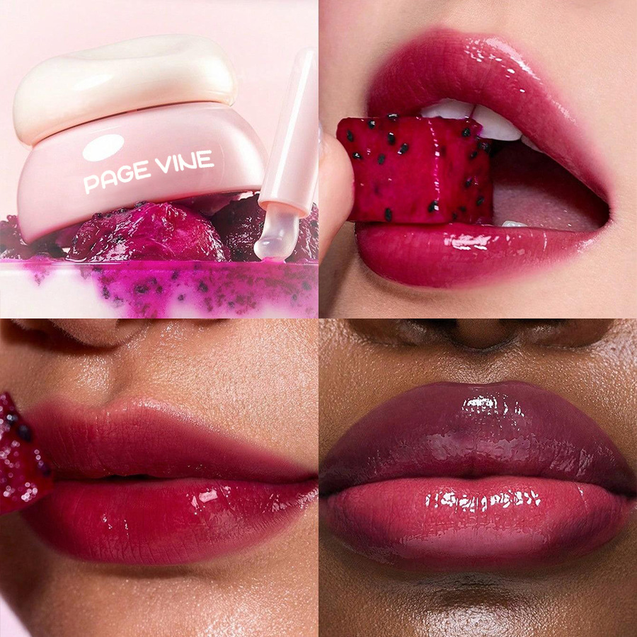 PÁGINA transfronteriza con cepillo de labios espejo esmalte de labios Amazon TK maquillaje de belleza caliente máscara de labios hidratante de larga duración impermeable