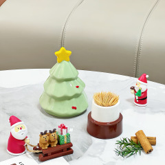 クリエイティブクリスマスツリーの爪楊枝筒家庭用リビングルームのフロスセラミック収納ケース綿棒缶高颜値クリスマス装飾品