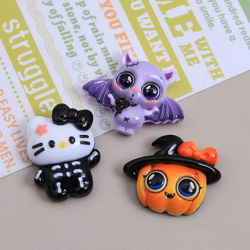 面白いニャーハロウィン漫画手作り diy クリーム接着剤樹脂小物アクセサリーホールシューズバックルジュエリー材料パッケージ|undefined