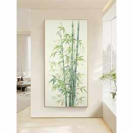 新中式富贵竹子喜鹊竹报平安玄关装饰画客厅茶室书房走廊挂画壁画