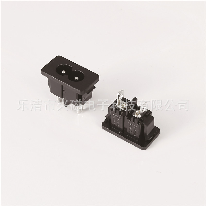 AC电源插座带极性兔子耳长脚全铜带卡扣两孔插座027A兴磁生产厂家