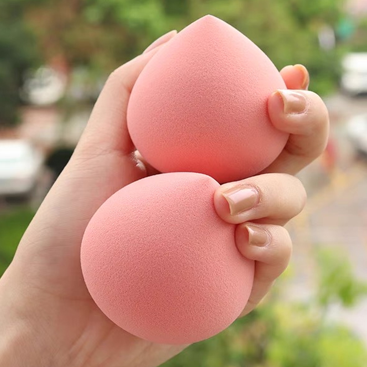 16PC verde lindo soplo melocotón más bolsa de cosméticos combinación de herramientas de belleza