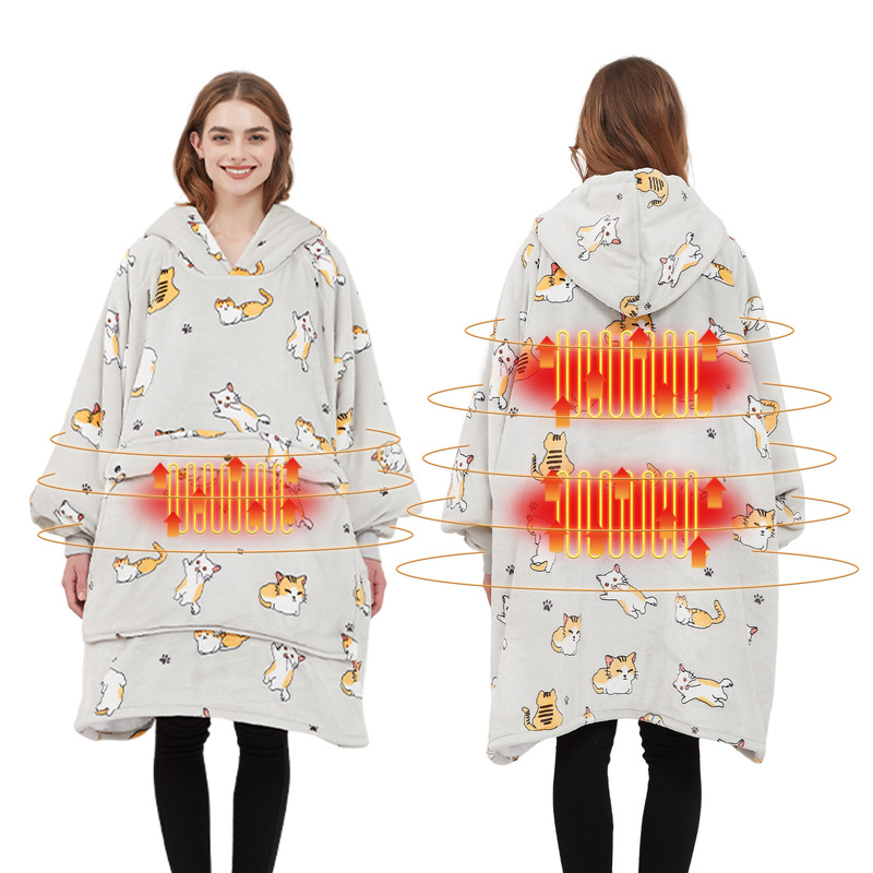 USB Carbon Fiber Electric Heating Hooded Lazy Blanket Heating Sweatshirt Double Layer Large Size Wearable Electric Blanket Can Be Worn Outside USB Carbon Fiber Electric Heating Hooded Lazy Blanket Heating Sweatshirt Double Layer Large Size Wearable Electric Blanket Can Be Worn Outside