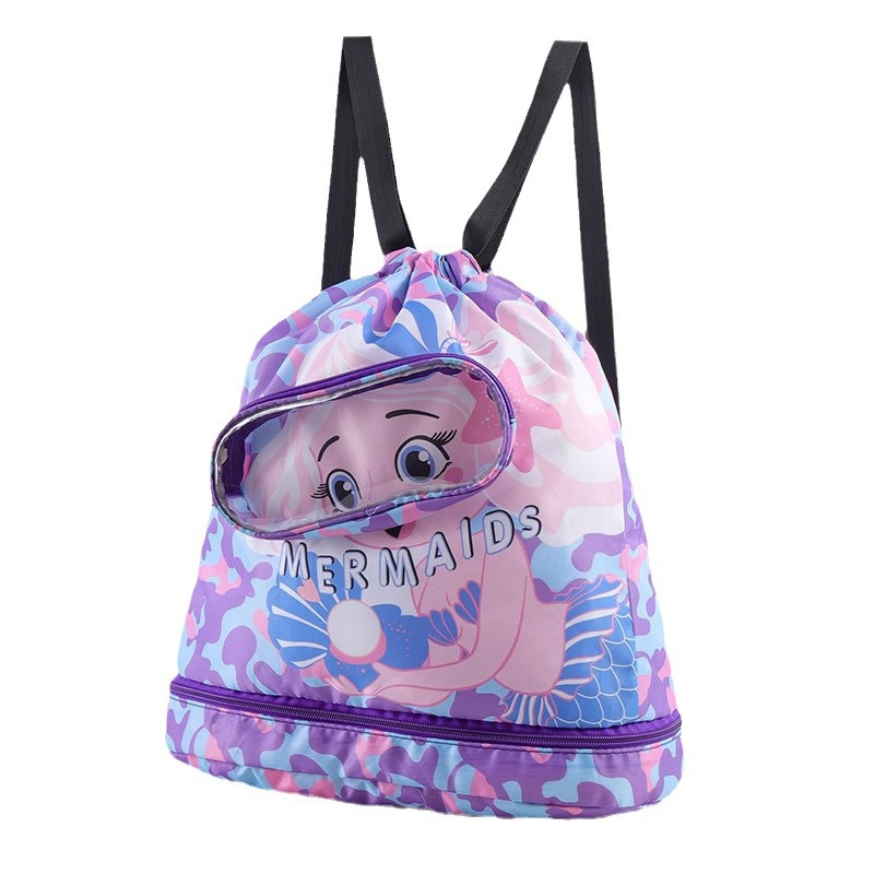 Dibujos animados lindo bolso de natación para niños con separación seca y húmeda bolso de playa impermeable mochila bolso de ropa deportiva para niños y niñas