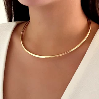 欧美跨境饰品小众个性冷淡风项圈朋克金属光面圆环锁骨项饰choker