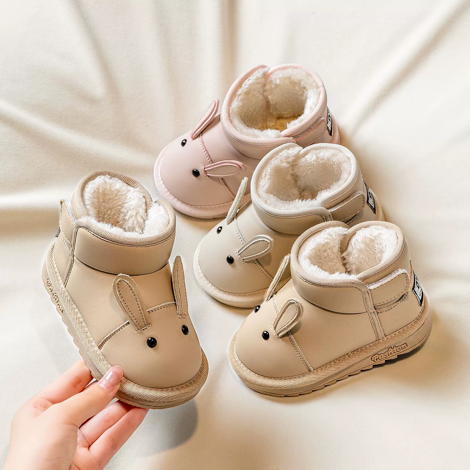 Зимний новый мультяшный кролик ребенок снежные сапоги плюс бархатные толстые сапоги детские теплые хлопчатобумажные туфли для девочек противоскользящие