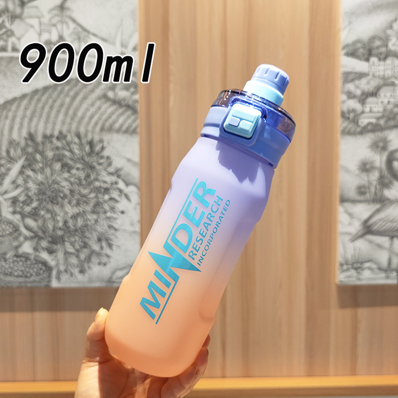 estudiantes de alto valor facial portátiles de acondicionamiento físico botella de agua al aire libre de gran capacidad de color gradiente taza de plástico doble bebida
