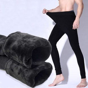 Winter Men's Warm Pants Men's fleece-lined Thickened Autumn Pants Single Piece Inner Wear Pants Cashmere Pants plus size Tight Bottoming Cotton Pants