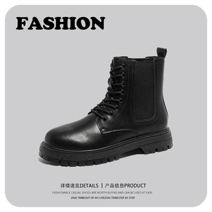 National fashion platform fashionable all-match Knight motorcycle Chelsea boots 2023 Autumn New Youth outdoor workwear short boots