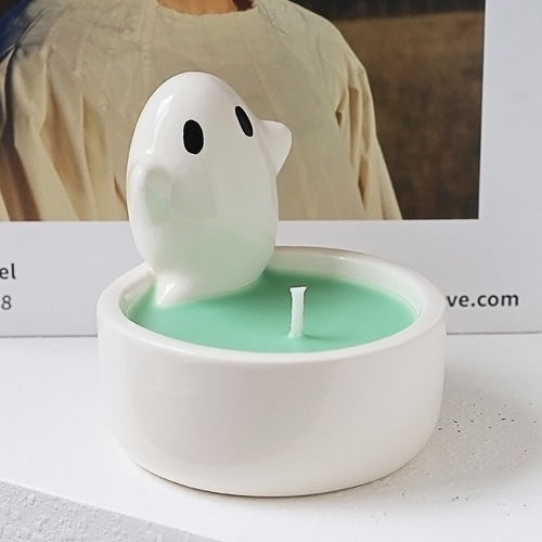 Cross-border Ceramic Ghost Candle Holder, Amazon Aromatherapy Candle, Cute Ghost Nordic Style Ornament, Halloween Gift
