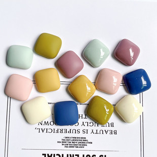 Japanese and Korean new matte bright square geometric resin earrings earrings accessories handmade diy jewelry materials