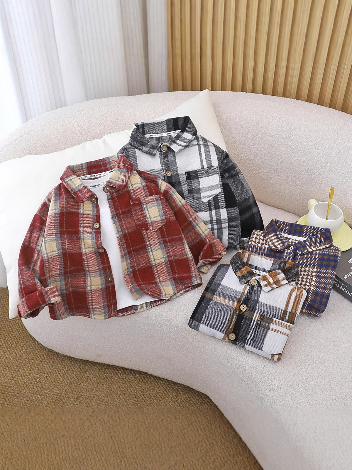 Camisas casuales a cuadros para niños de otoño Camisas para niñas Camisas de manga larga Camisas para niños Camisas para niños