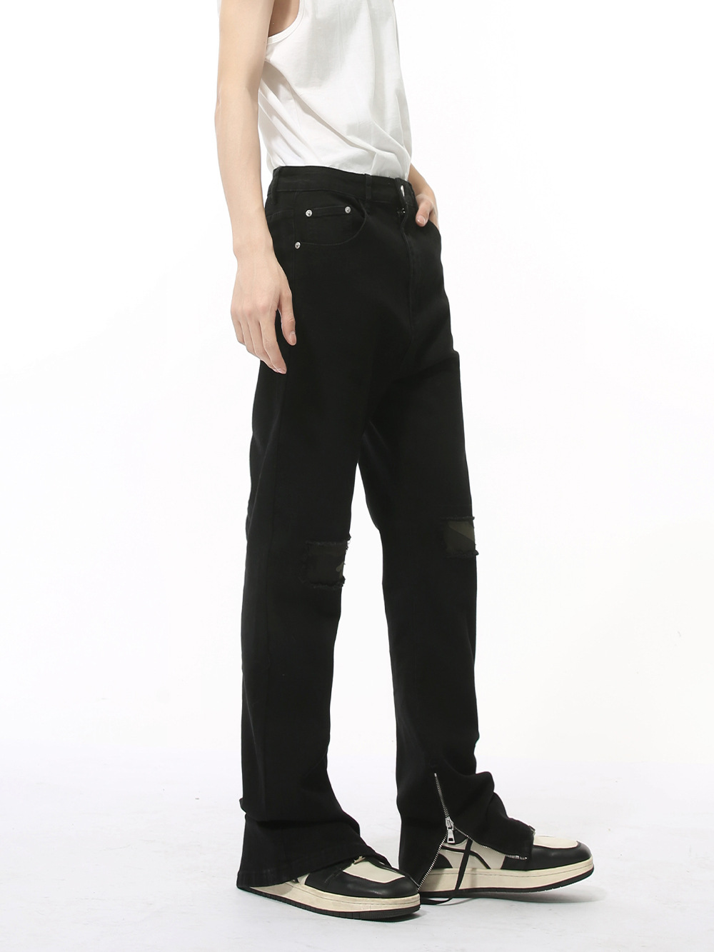 MTLCLOTHES Hombres| Nuevo invierno de edición estrecha de micropartículas delgadas camuflaje diseño de mosaico de jeans