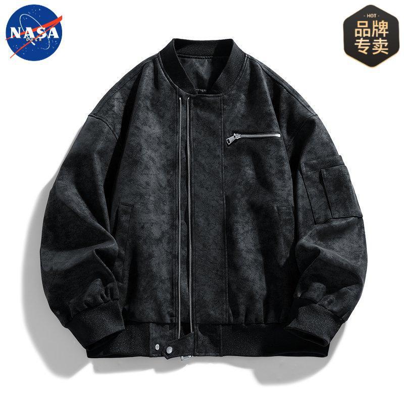 NASA品牌美拉德绒感皮衣外套男女款秋季痞帅轻奢复古潮流机车夹克|undefined