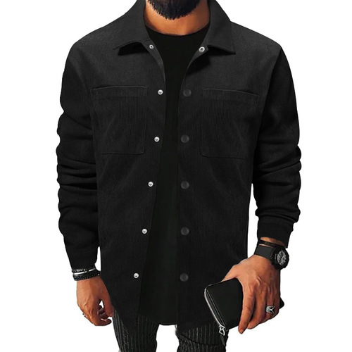 Men's Spring and Autumn 2025 Workwear Jacket Pure Color Corduroy Single-Breasted Tailored Jacket