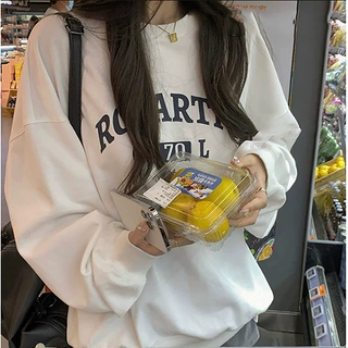 宽松休闲套头卫衣女古着圆领长袖外贸韩国女装秋冬外套
