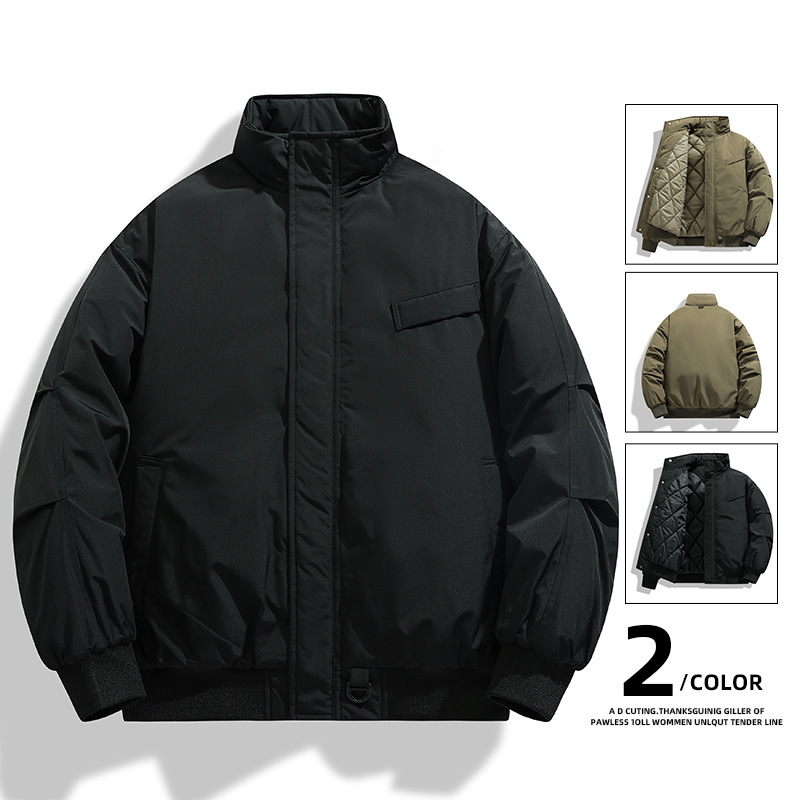 纯色简约立领棉服冬季男生2025新款外套上衣宽松棉服加厚保暖潮|undefined