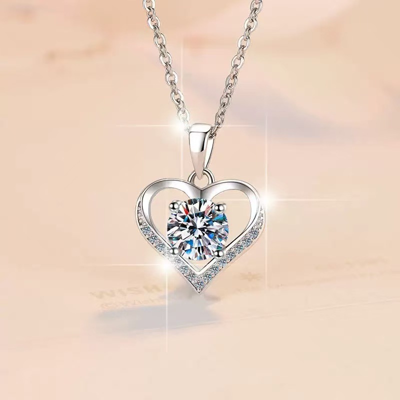 S925ネックレス ハート型ネックレス ジルコンペンダント ライトラグジュアリー ニッチデザイン 彼女への誕生日プレゼント 鎖骨チェーン 卸売|undefined