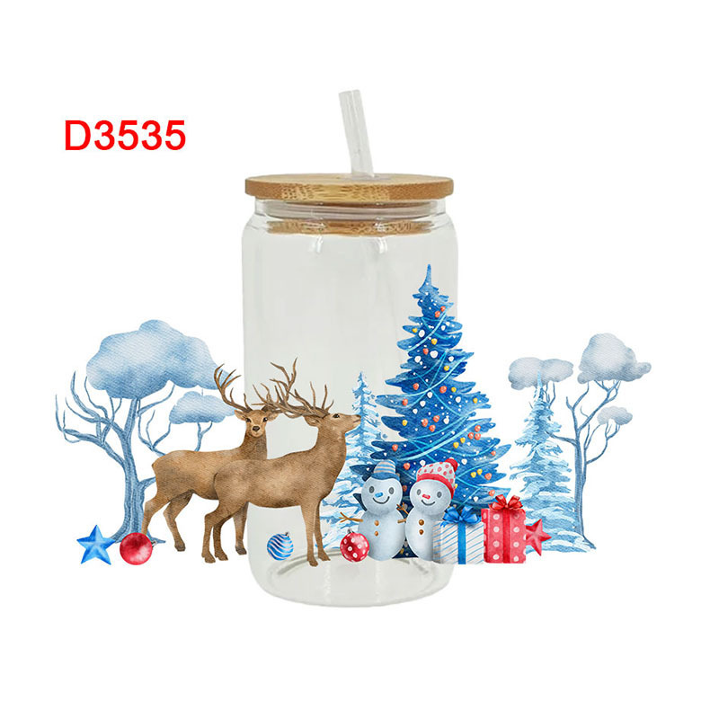新しいクリスマスの熱転写のコップは水の結晶の標識のロゴの図案の23cmx11cmの現物を貼って卸売りします。|undefined