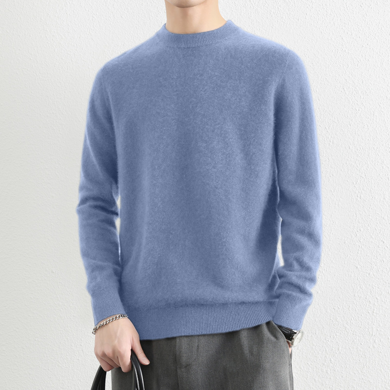 Men's autumn and winter sweater, round neck, new long-sleeve solid color, old money style, high-end luxury knitted men's wool sweater Men's autumn and winter sweater, round neck, new long-sleeve solid color, old money style, high-end luxury knitted men's wool sweater
