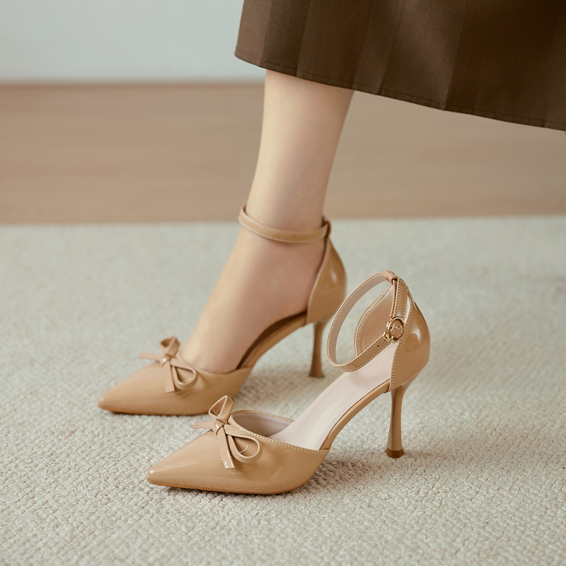 2026 New Style Pointed Toe Stiletto High Heels, Large Size, Extra Wide, with Bow and Single Strap, Women's Pumps, Small Size, Shallow Mouth 2026 New Style Pointed Toe Stiletto High Heels, Large Size, Extra Wide, with Bow and Single Strap, Women's Pumps, Small Size, Shallow Mouth